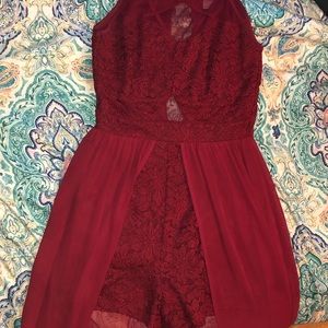 Burgundy romper dress✨